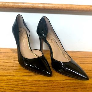 Jessica Simpson pointed toe Paton leather heels